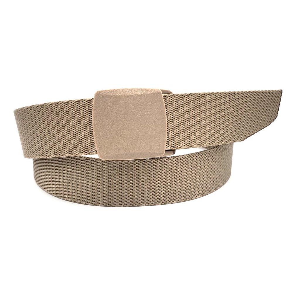 Men’s Beige Nylon Military Tactical Webbing Belt w/ Plastic Buckle Size Medium